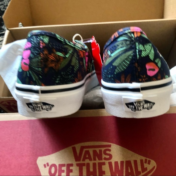 Vans Authentic Multi Tropic & True White Skate Shoe Navy Floral tropical - Picture 11 of 11